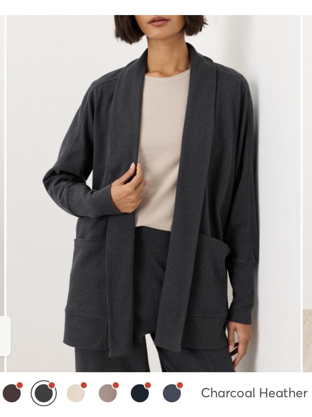 Pact charcoal heather Open-Front Long Sleeve Cardigan with Pockets